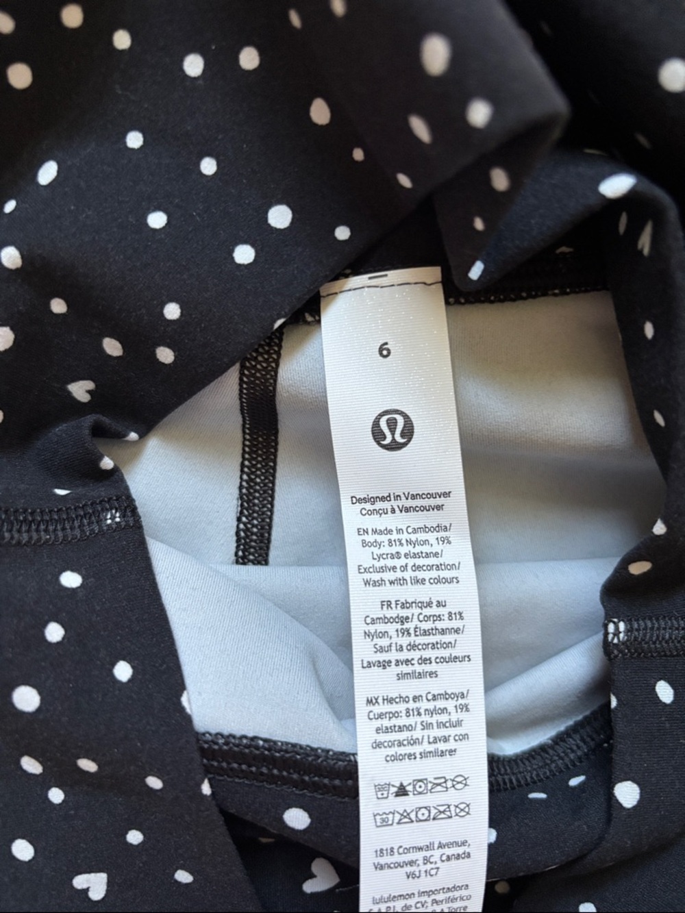 LULULEMON ALIGN NO LINE HR SHORTS 4β in HEART SCATTER DOT BLACK AND WHITE NWT - Picture 6 of 13